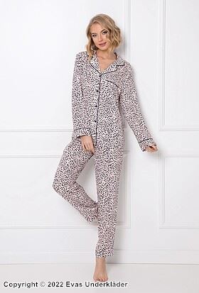 Pyjamas / morgenkåpe, lange ermer, lomme, leopard